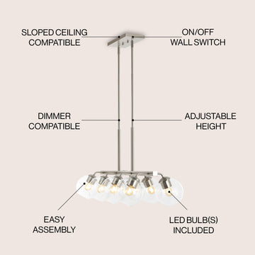 Julian 33.5" Farmhouse Bohemian Iron/Glass Linear LED Pendant - JONATHAN Y